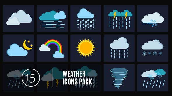 15 Weather Icons Pack - Videohive Download 24656832