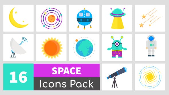 16 Animated Space Icons Pack - Download 24350877 Videohive
