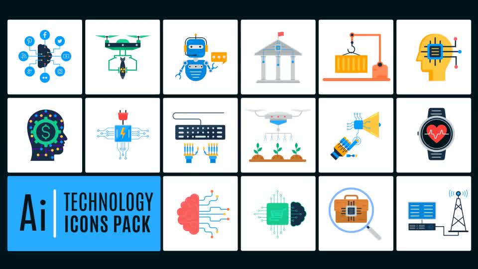 16 Technology Icons Pack Videohive 25781076 Premiere Pro Image 1