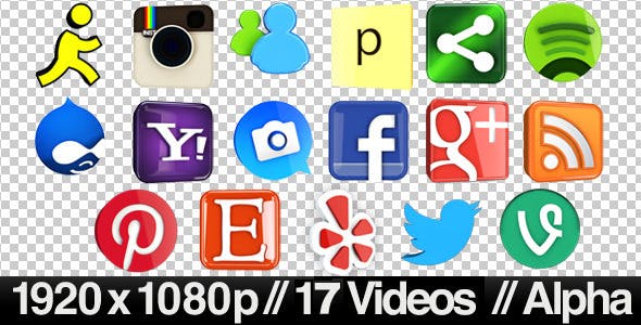 17 Videos of 3D Social Media Icons Rotating Loop - 644576 Download Videohive