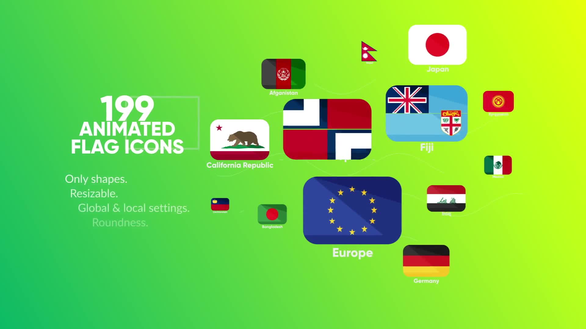 199 Animated Flag Icons Videohive 22428572 After Effects Image 1