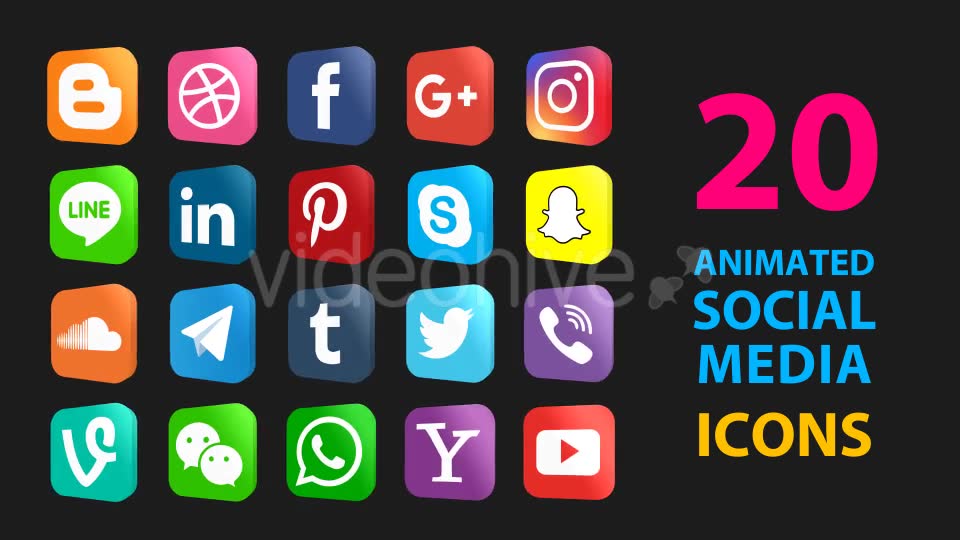20 Animated Social Media Icons - Download Videohive 20724073