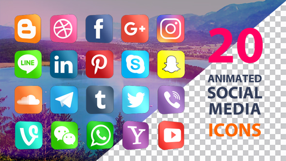 20 Animated Social Media Icons - Download Videohive 20724073
