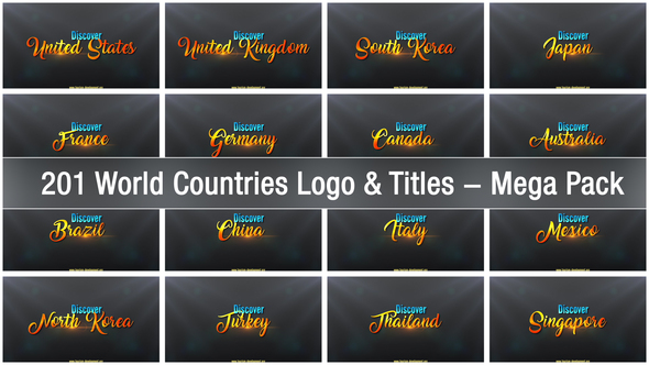 201 World Countries Logo & Titles Mega Pack - Download Videohive 22428109