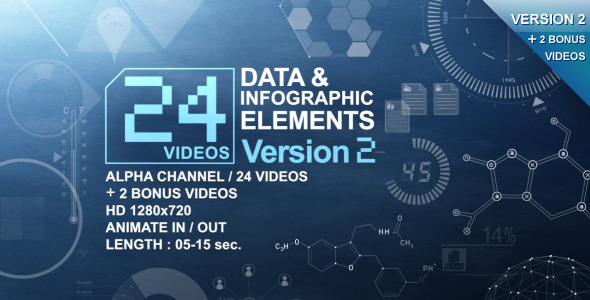 24 Videos Data & Infographic Elements V.2 - Download Videohive 1616081
