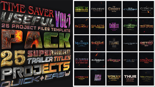 25 SuperHero Trailer Titles Pack - Download Videohive 19262522