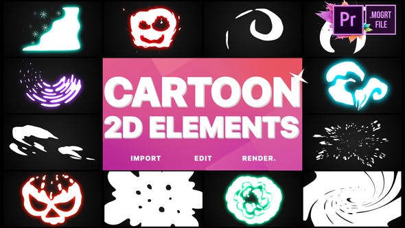 2D Cartoon Elements | Premiere Pro MOGRT - Videohive Download 25076812