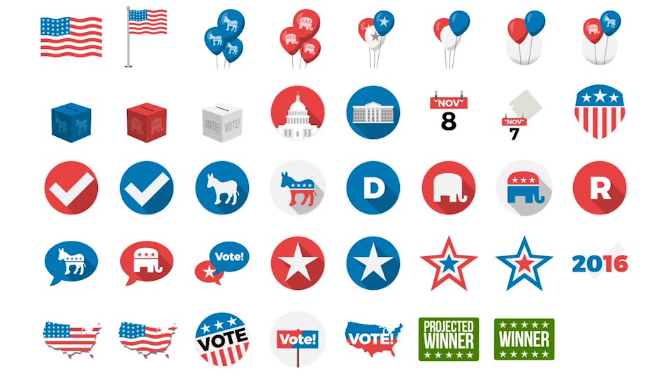 39 Flat USA Election Icons - Download Videohive 18394184