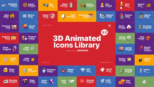 3D Animated Icons Library - 25620968 Download Videohive