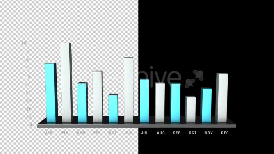 3D Bar Chart Growing 12 Months - Download Videohive 17975030
