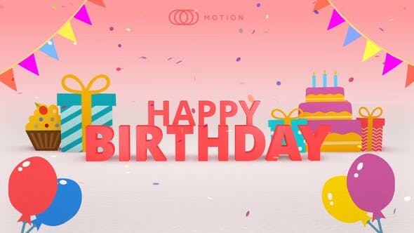 3D Happy Birthday Greeting Intro for DaVinci Resolve - Videohive Download 35301776