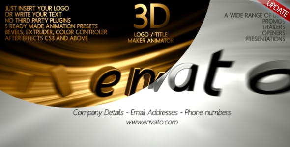 3D Logo / Title Maker Animator - Download Videohive 4114926
