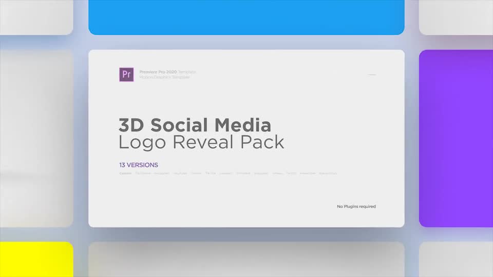 3D Social Media Logo Reveal Pack for Premiere Pro Videohive 28782407 Premiere Pro Image 1