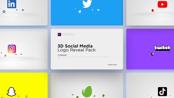 3D Social Media Logo Reveal Pack for Premiere Pro - 28782407 Download Videohive