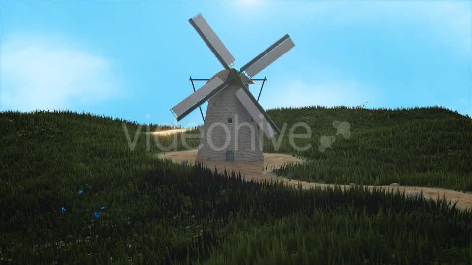 3D Windmill Landscape Background - Download Videohive 17209139