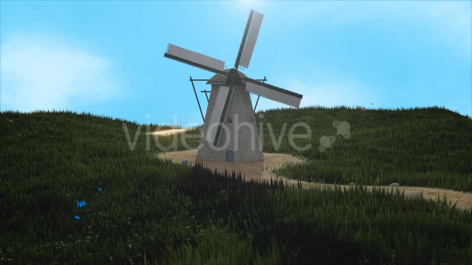 3D Windmill Landscape Background - Download Videohive 17209139