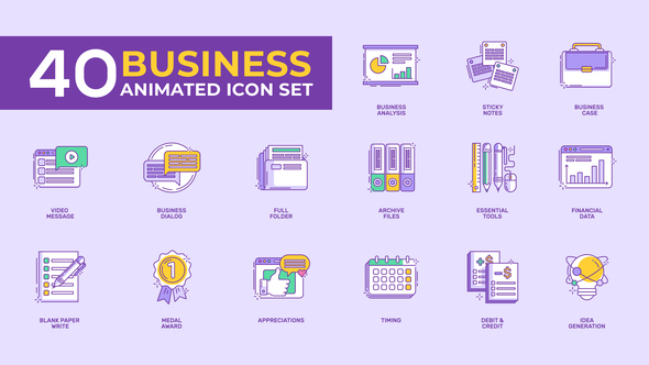 40 Animated Business Icon Set - Download Videohive 22531764