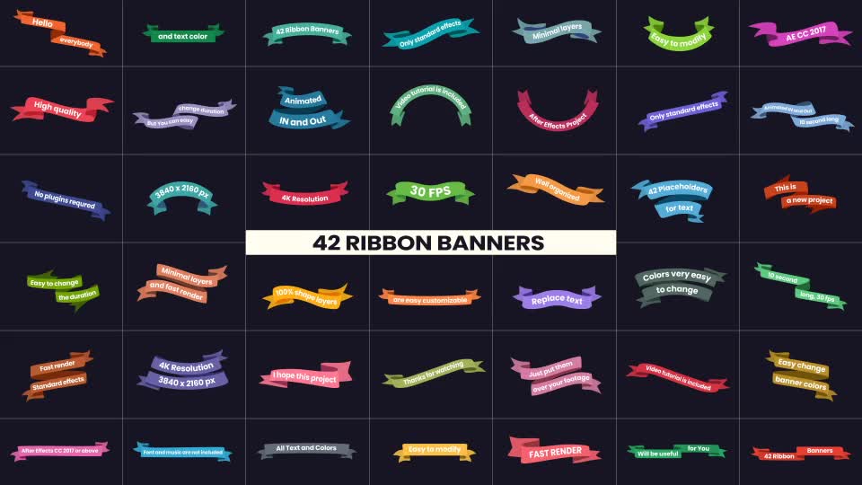 42 Ribbon Banners Videohive 38457473 After Effects Image 1