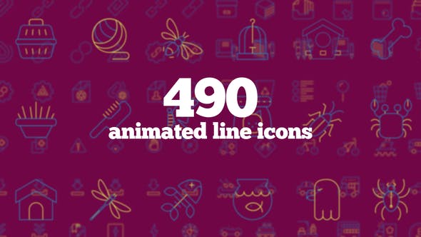 490 Animated Line Icons - Download Videohive 23629751