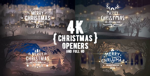 4K Christmas Openers/ Winter Tales 3D Snowflake/ Merry Christmas Happy New Year Snow Light Intro - Videohive 13717183 Download