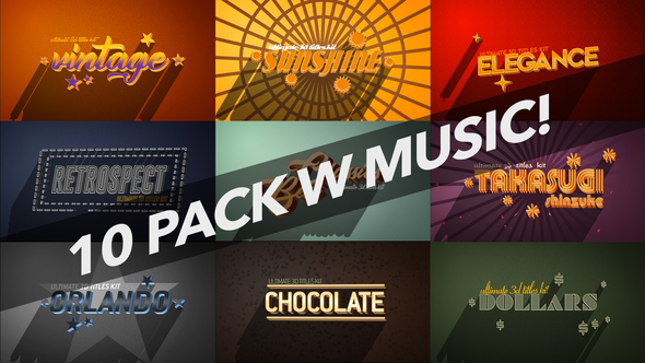 4K Vintage Retro 10 Logo Text Intro Pack - Download Videohive 22039249