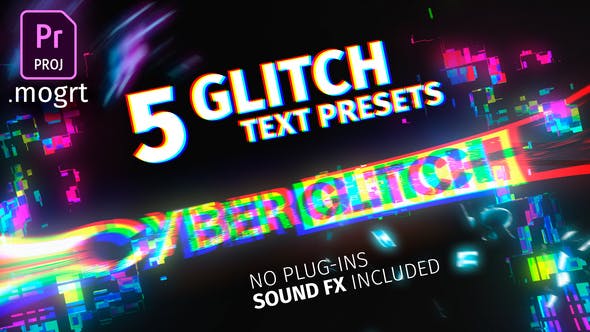 5 Glitch Title Presets For Premiere Pro MOGRT - Download Videohive 27773583