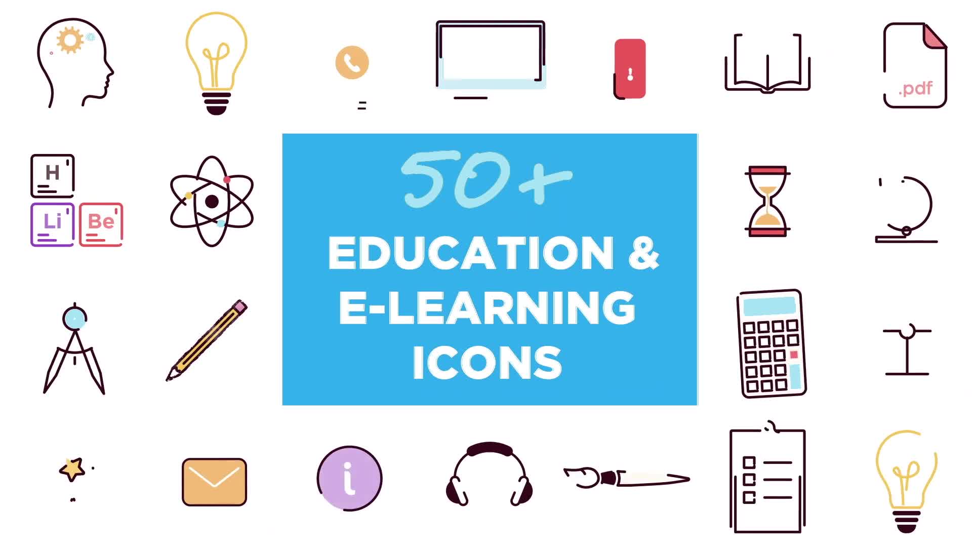 50+ Animated Icons for Education and E learning Videohive 26768071 After Effects Image 1