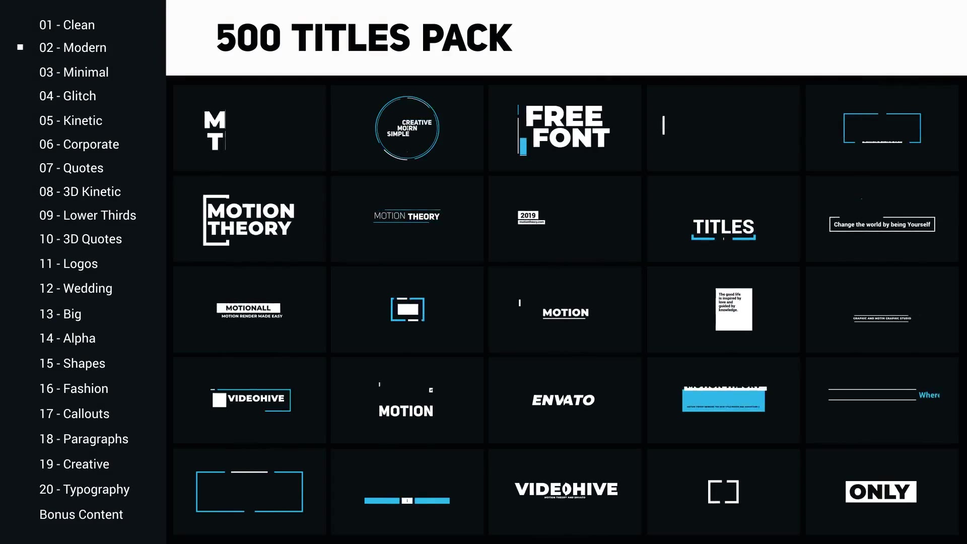500 Titles Library 20 Categories Videohive 25411905 After Effects Image 3