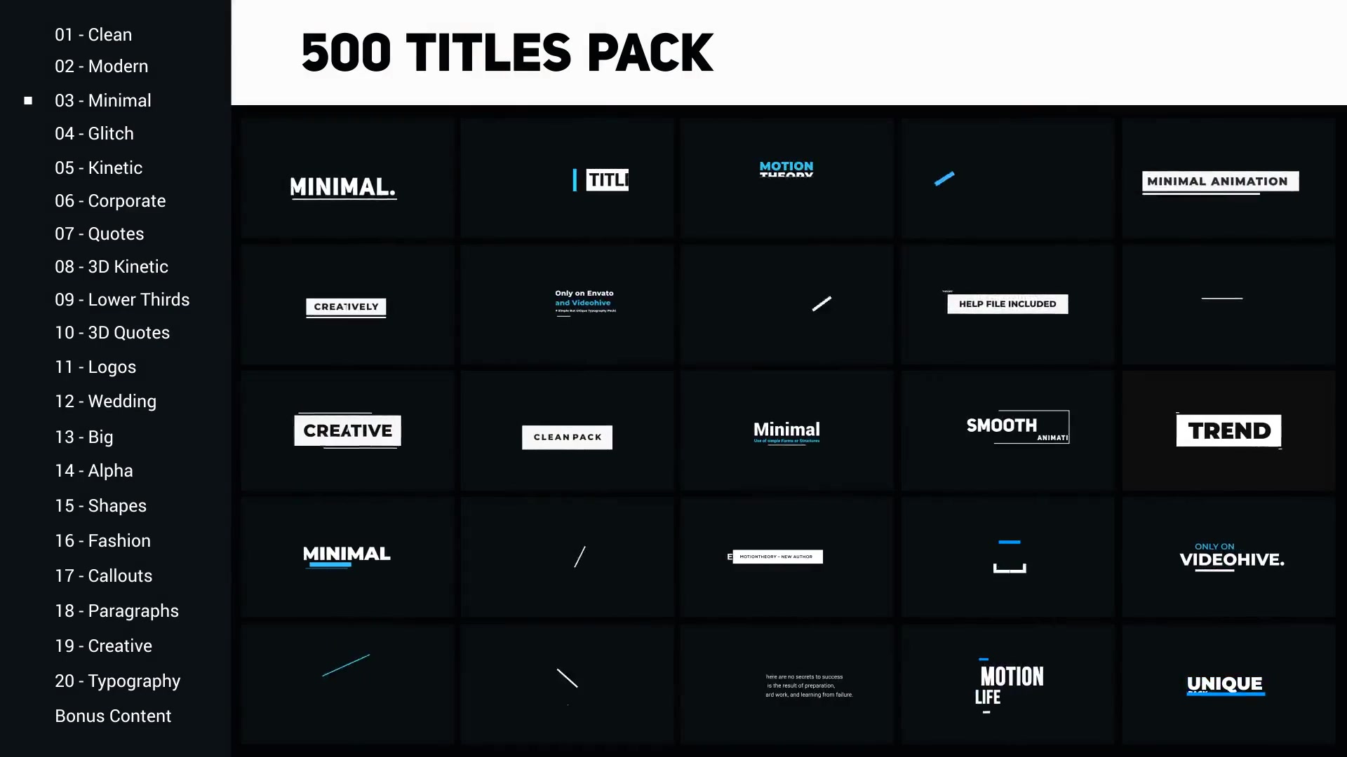 500 Titles Library 20 Categories Videohive 25411905 After Effects Image 4