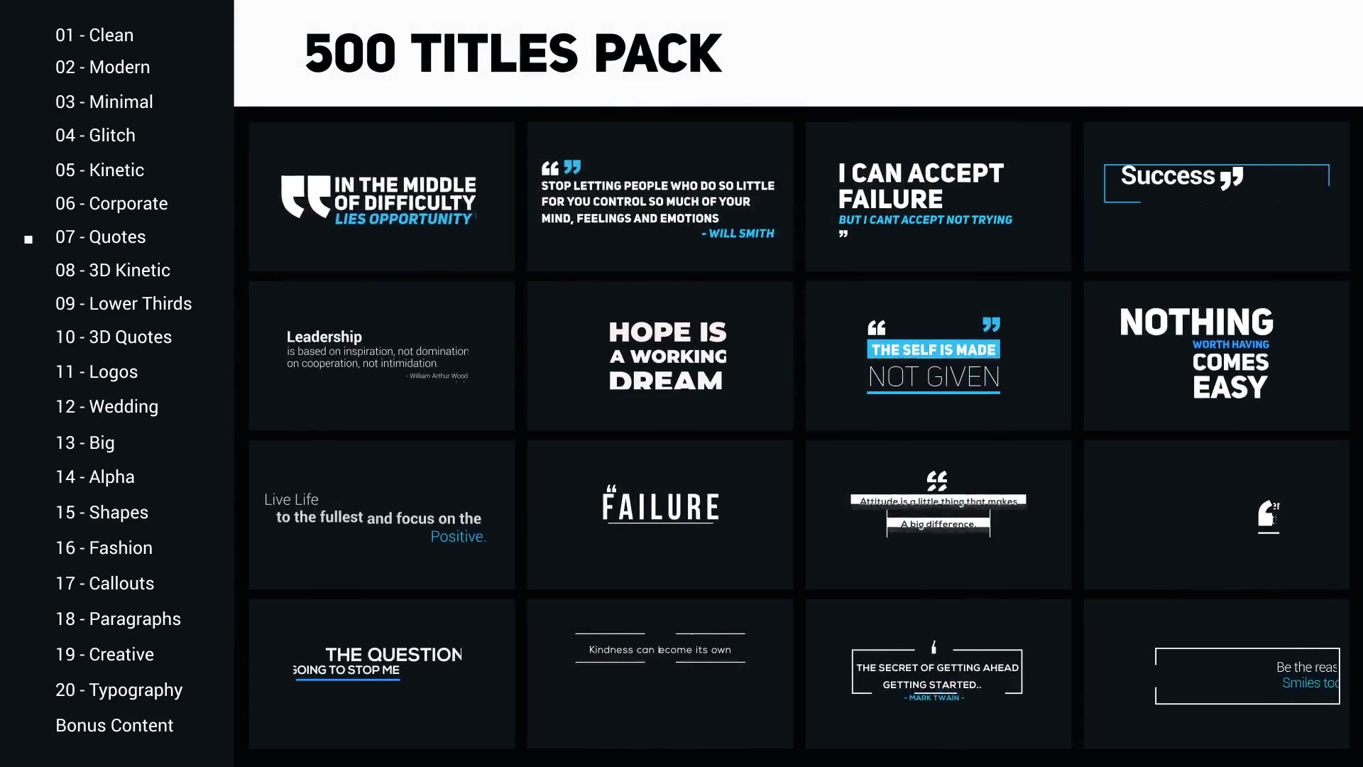 500 Titles Library 20 Categories Videohive 25411905 After Effects Image 6