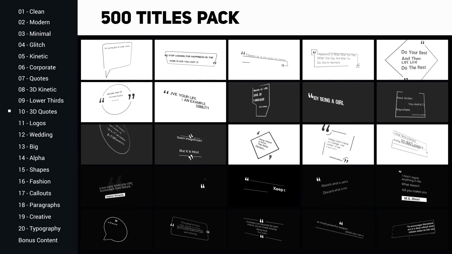 500 Titles Library 20 Categories Videohive 25411905 After Effects Image 7