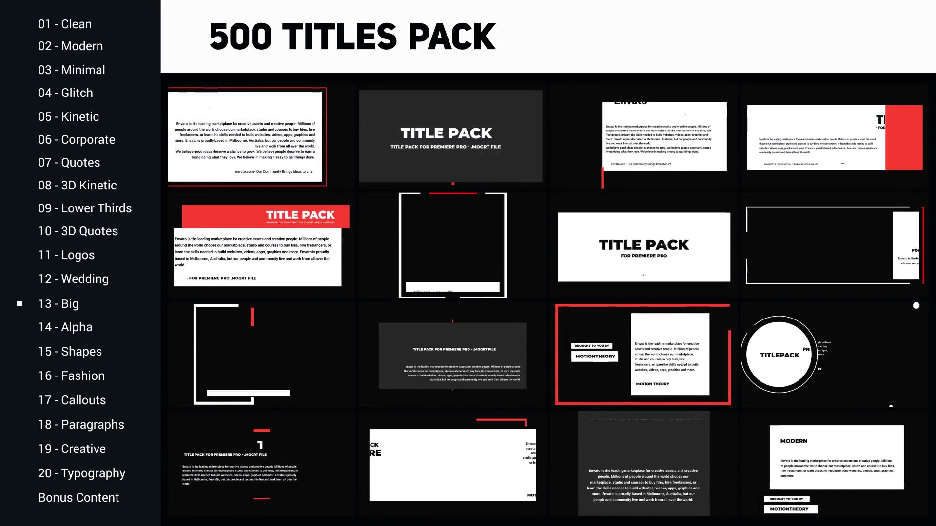 500 Titles Library 20 Categories Videohive 25411905 After Effects Image 8