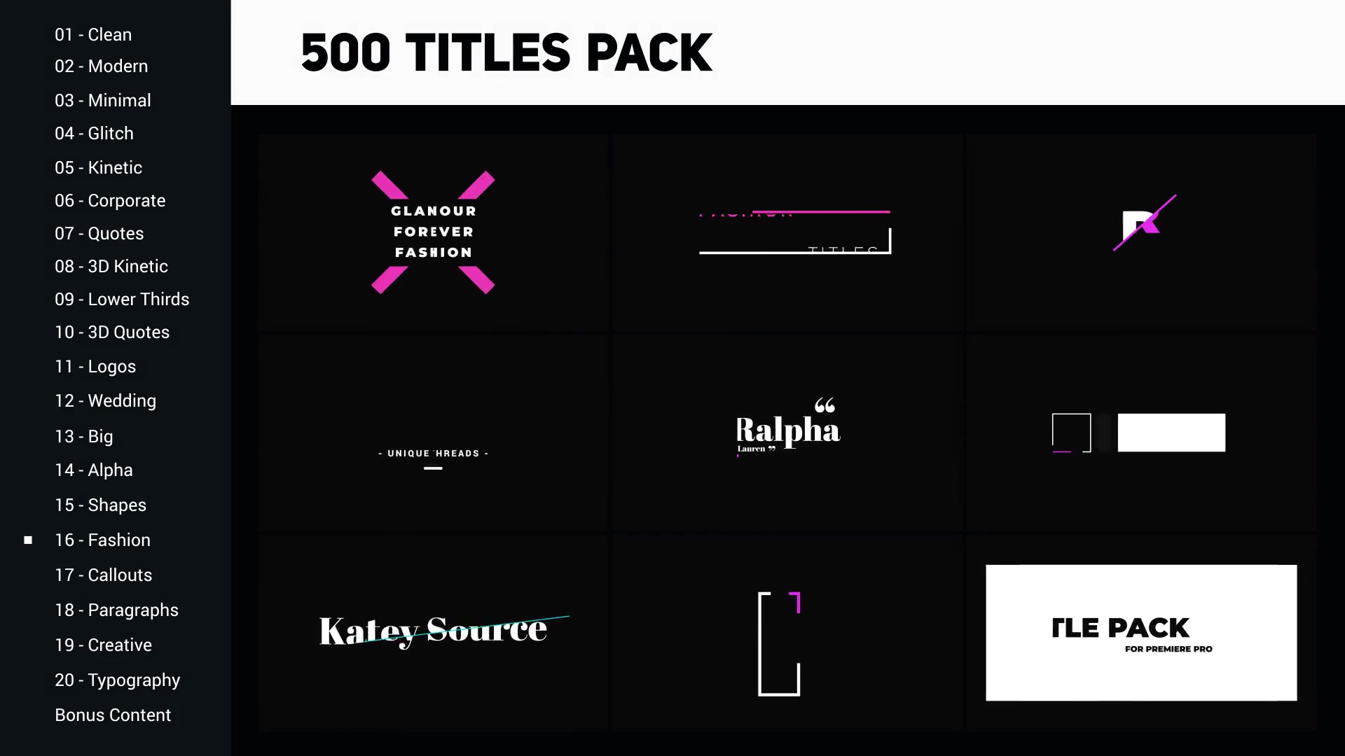 500 Titles Library 20 Categories Videohive 25411905 After Effects Image 9