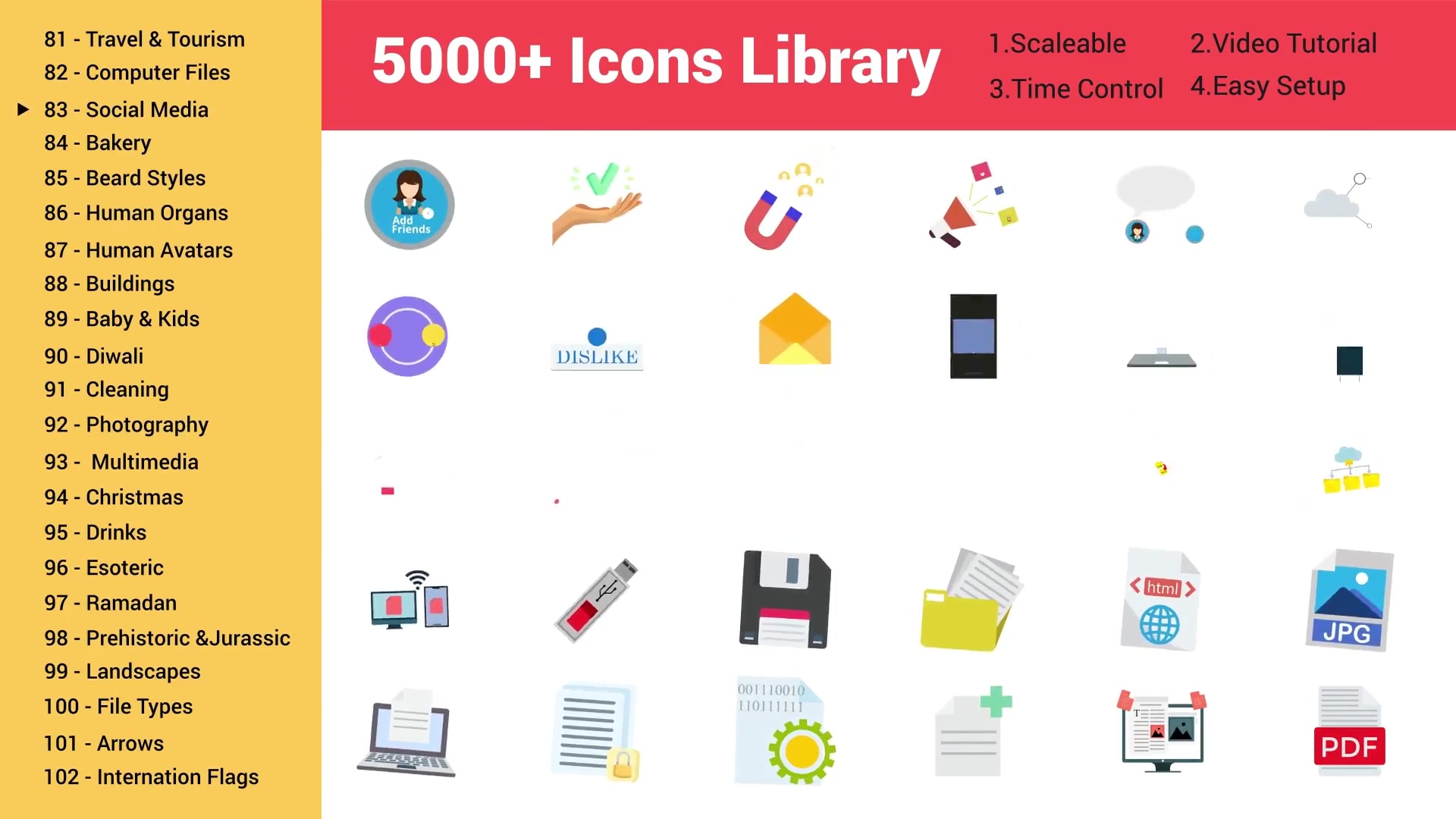 5000 Icons Pack │ 100 Categories Videohive 35578921 After Effects Image 11