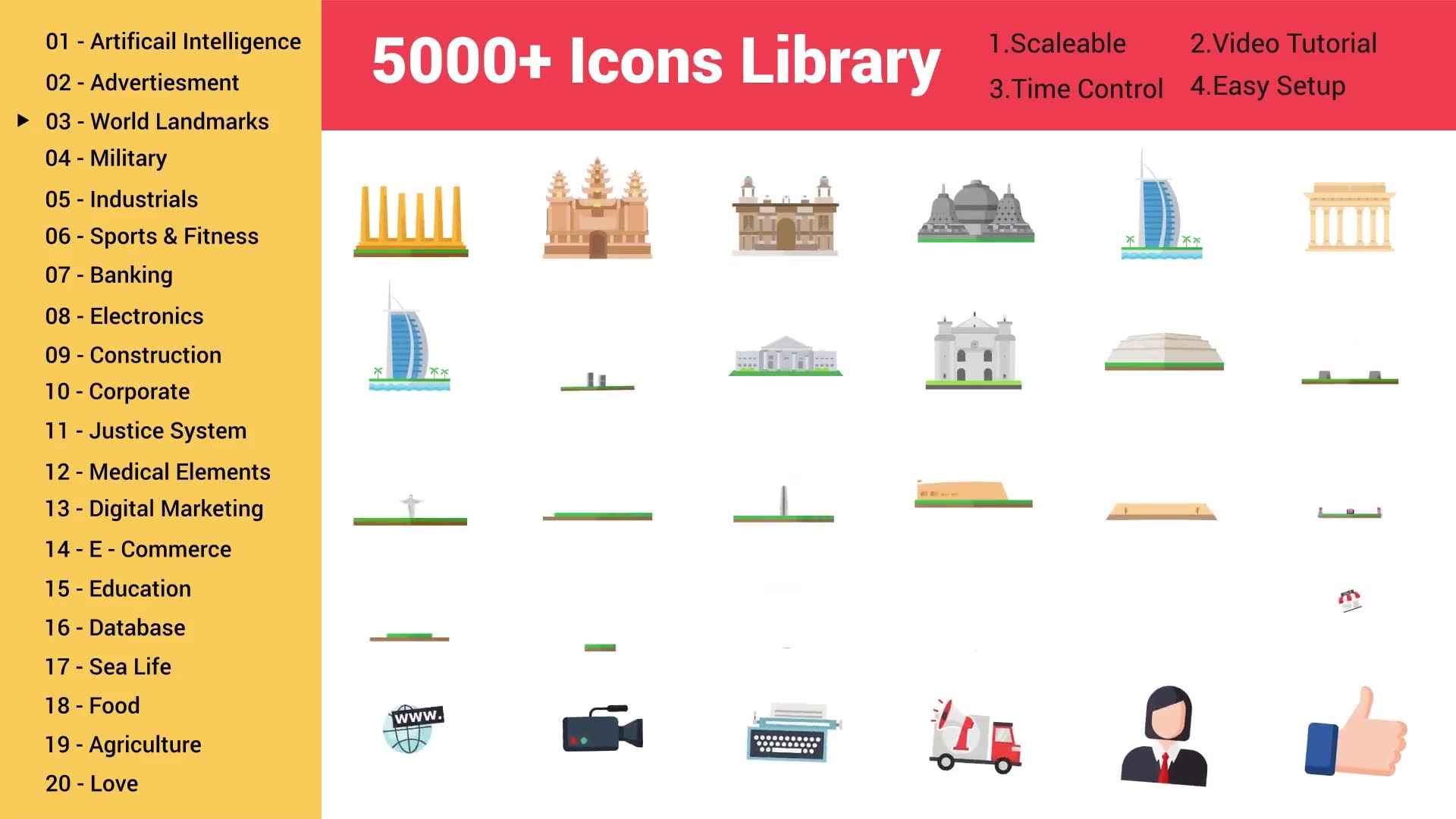 5000 Icons Pack │ 100 Categories Videohive 35578921 After Effects Image 2