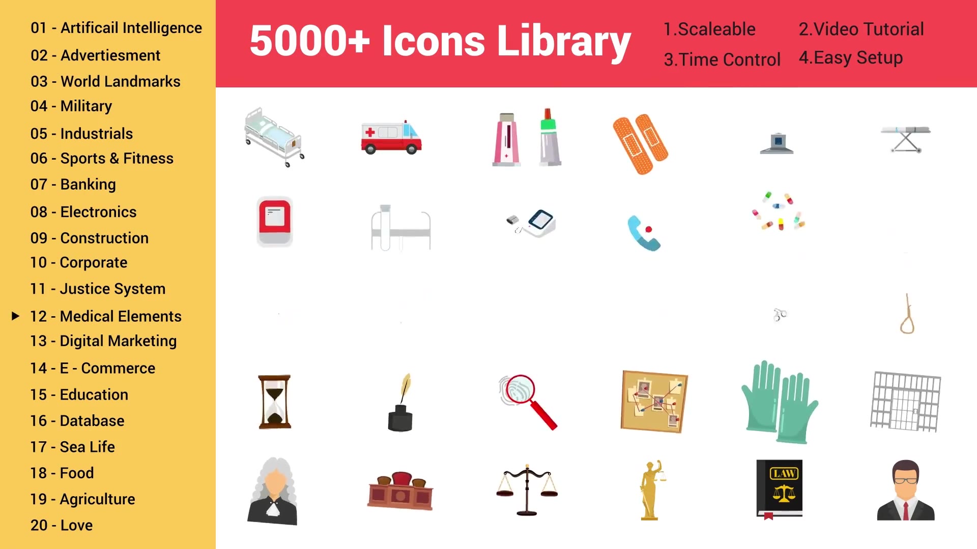 5000 Icons Pack │ 100 Categories Videohive 35578921 After Effects Image 3