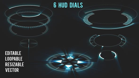 6 HUD Dials Circular Elements - Videohive Download 11289035