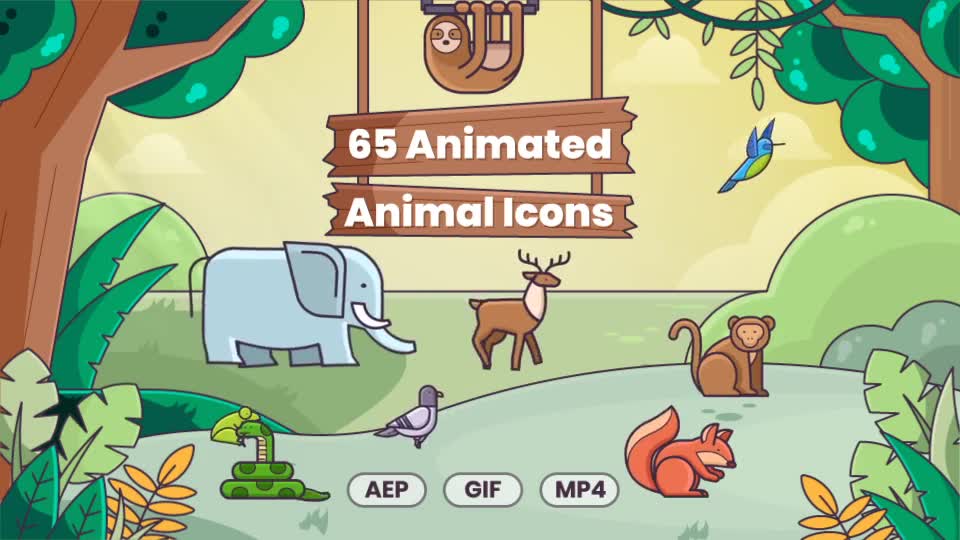 65 Animated Animal Icons Videohive 28478278 After Effects Image 1