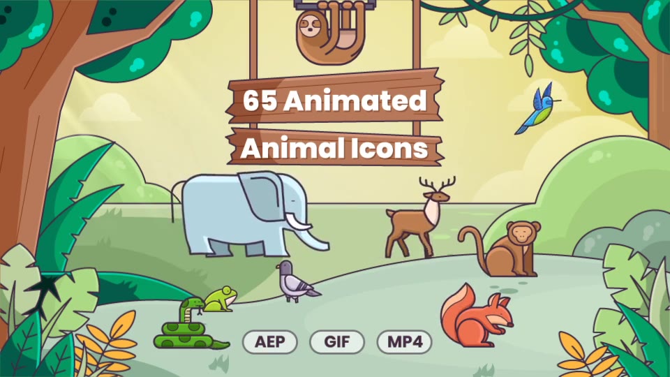 65 Animated Animal Icons Videohive 28478278 After Effects Image 5