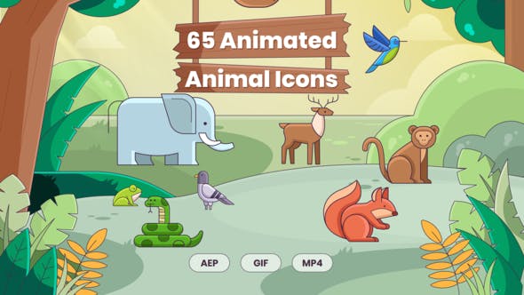 65 Animated Animal Icons - Videohive 28478278 Download
