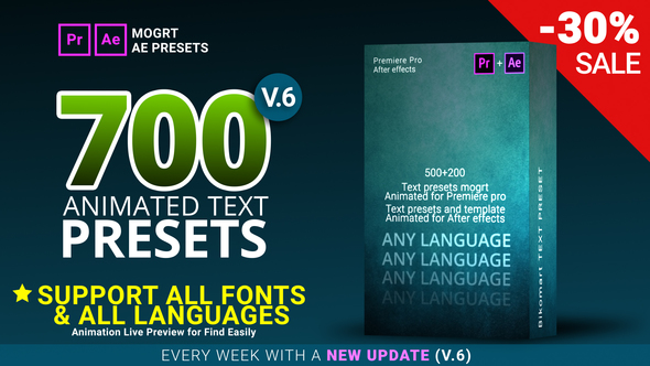 700 Text Presets for Premiere Pro & After effects - Download Videohive 22508370