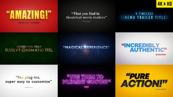 9 Timeless Trailer Titles / Quotes - 26996519 Download Videohive