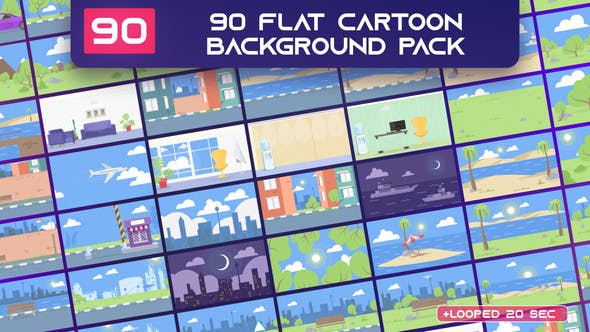 90 Flat Cartoon Background Pack AE - Videohive Download 33333960