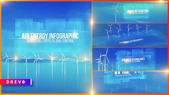 Air Generator Infographic/ Wind Energy Turbines/ Green Power/ Power Grid/ Eco/ Economic/ Politics - Videohive Download 34577674