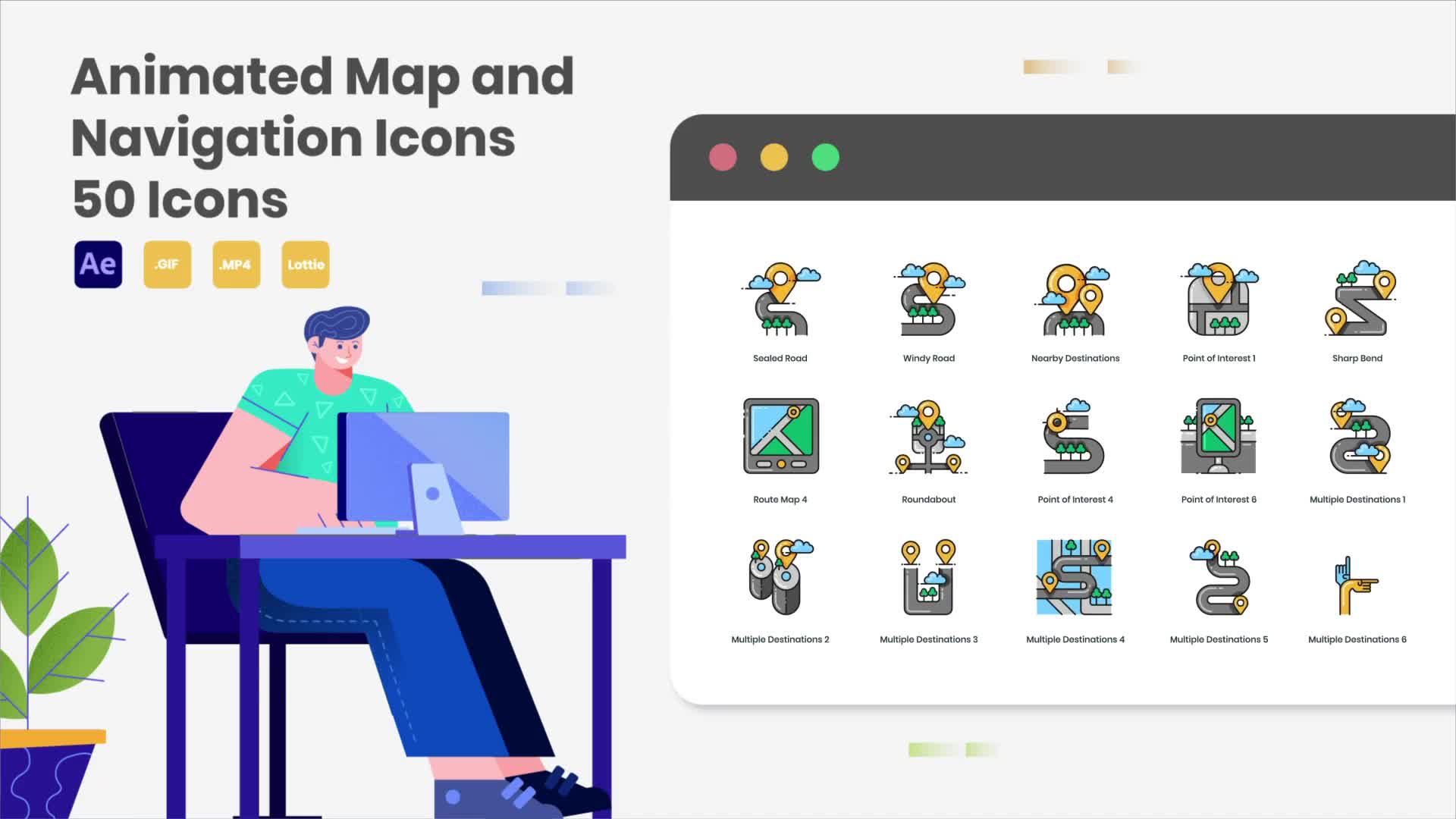 Animated Map and Navigation Icons Videohive 34972301 After Effects Image 1