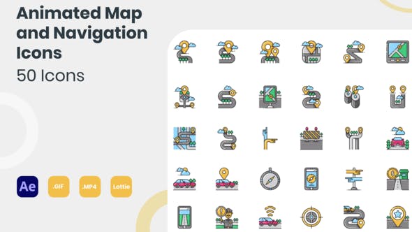 Animated Map and Navigation Icons - Download 34972301 Videohive