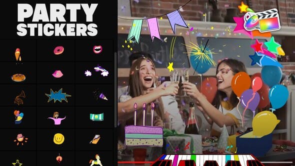 Animated Party Stickers | FCPX - 34100478 Download Videohive