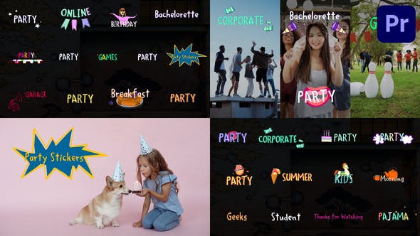 Animated Party Titles for Premiere Pro - 38091568 Download Videohive