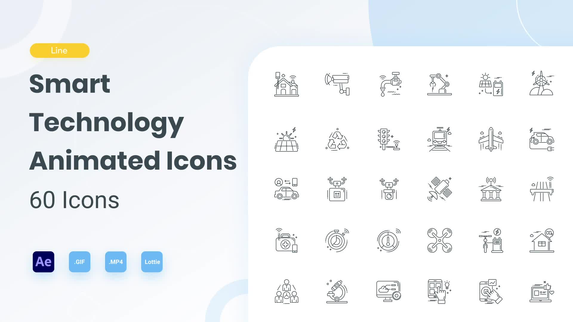 Animated Smart Technology Line Icons Videohive 29704146 After Effects Image 1