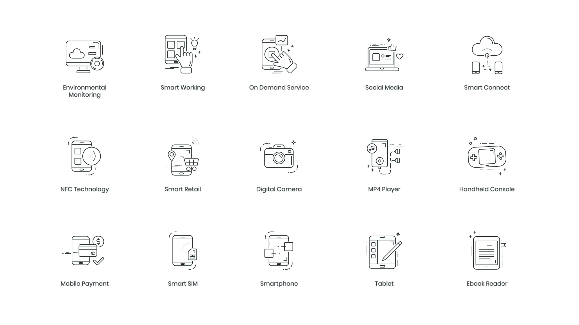 Animated Smart Technology Line Icons Videohive 29704146 After Effects Image 7